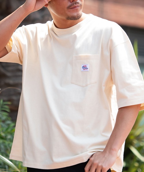 JEMORGAN(ジェーイーモーガン)の「『JEMORGAN LONG JOHNS/ジェーイーモーガンロングジョーンズ』半袖BIGポケット付きTEE【+】(Tシャツ/カットソー・メンズ・スモークピンク/サンドベージュ/サーモンピンク/ライトグレー/ネイビー/グリーン/オフホワイト/グレー系1/ブラック/ベージュ/カーキ・L/XL/M)」の6枚目の写真