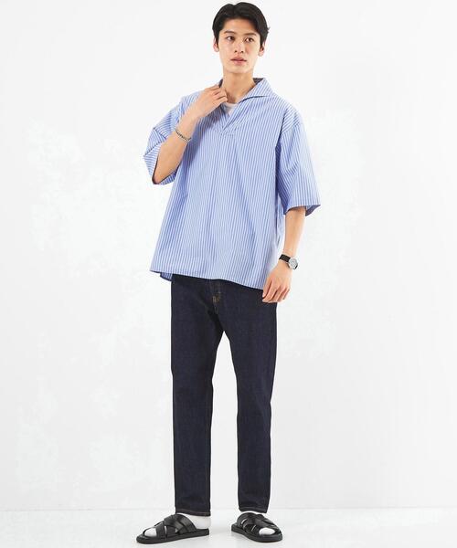 green label relaxing(グリーンレーベルリラクシング)の「タイプライター スキッパー プルオーバー シャツ(シャツ/ブラウス・メンズ・その他1/ネイビー/ライム・M/S/L/XL)」の10枚目の写真