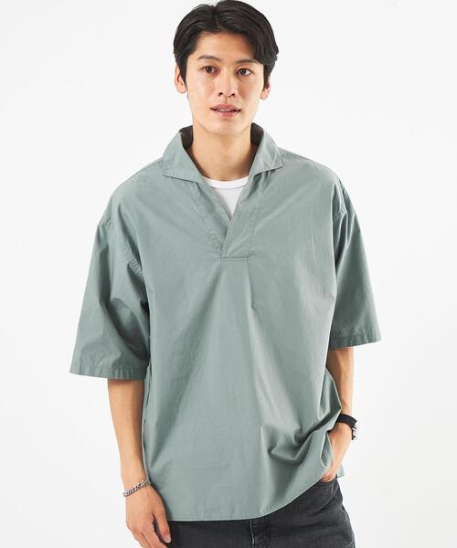 green label relaxing(グリーンレーベルリラクシング)の「タイプライター スキッパー プルオーバー シャツ(シャツ/ブラウス・メンズ・その他1/ネイビー/ライム・M/S/L/XL)」の11枚目の写真