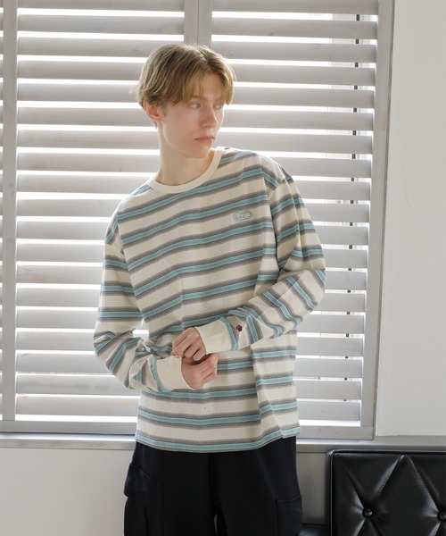 EVERYONE TOKYO 長袖カットソー+ボーダーロンT everyone border long sleeve tee shirt (NAVY) | everyone