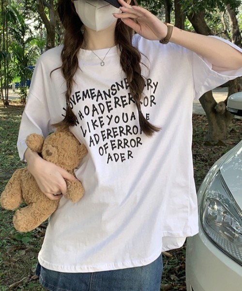 Rady❤️BIG刺繍ロゴTシャツ❤️新品❤️ セール】100％コットン ハート形プリント英文字ロゴTシャツ