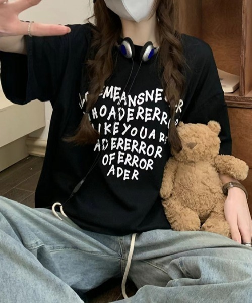 Achic(アシック)の「100%コットン ハート形プリント英文字ロゴTシャツ オーバーサイズ(Tシャツ/カットソー・レディース・ブラック/ホワイト/アイボリー・M)」の18枚目の写真
