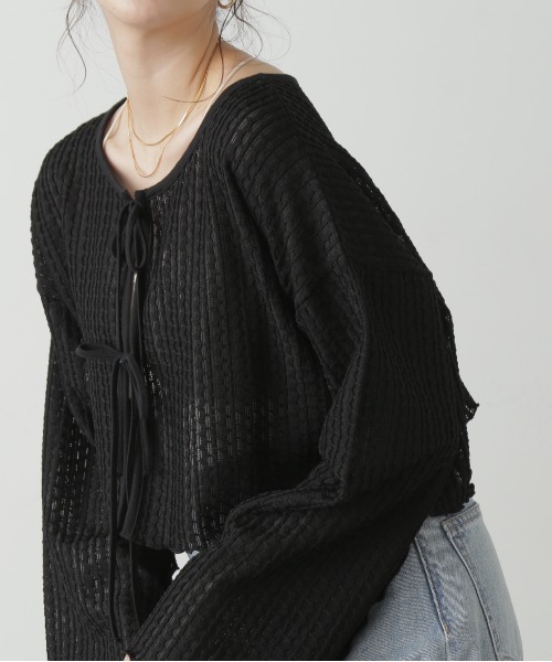 ◇幾何柄シアーリボンカーディガン（カーディガン/ボレロ）｜FREE'S
