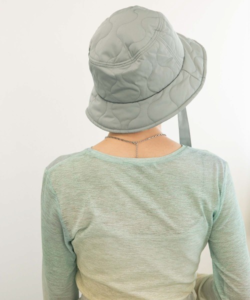 KBF（ケイビーエフ）の「リボン付きキルティングバケットHAT（ハット・レディース・ミント/ブラック/アイボリー・ONE）」の17枚目の写真