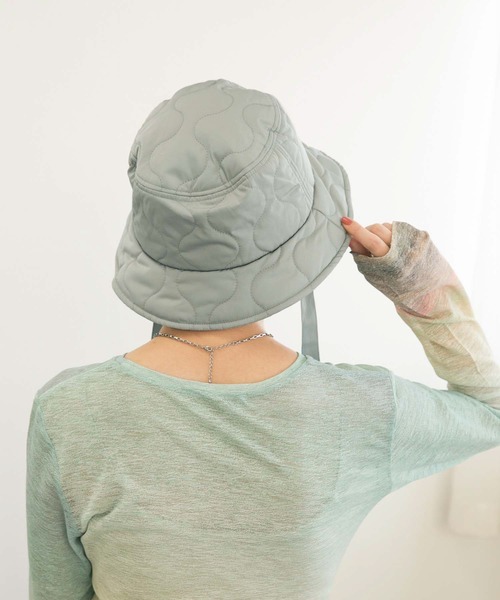 KBF（ケイビーエフ）の「リボン付きキルティングバケットHAT（ハット・レディース・ミント/ブラック/アイボリー・ONE）」の16枚目の写真