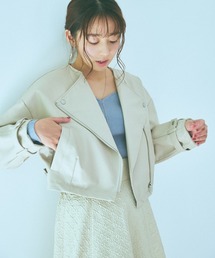 mysty woman | 【井桁弘恵さん着用アイテム】フェイクレザーショートライダース　976869(ライダースジャケット)