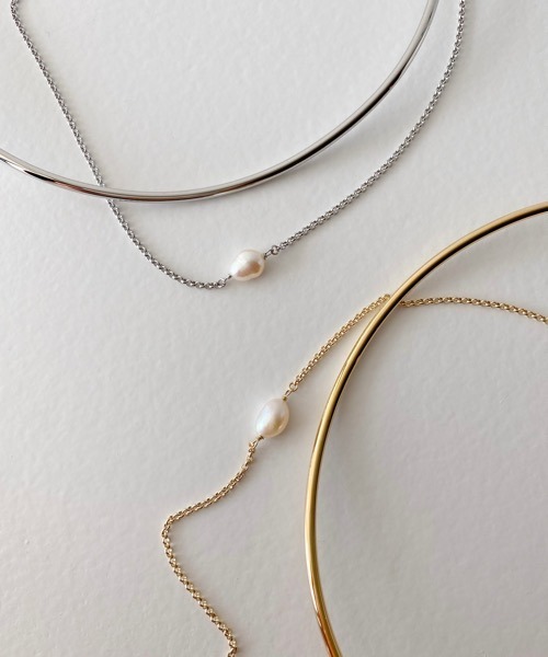 tone（トーン）の「【ECRu.】淡水パール ネックレス & メタル チョーカー/ネックカフ（チョーカー・レディース・シルバー/ゴールド・FREE）」の6枚目の写真