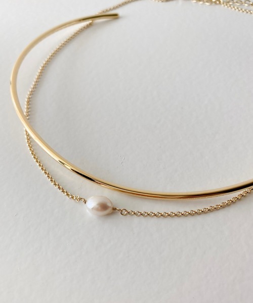 tone（トーン）の「【ECRu.】淡水パール ネックレス & メタル チョーカー/ネックカフ（チョーカー・レディース・シルバー/ゴールド・FREE）」の7枚目の写真
