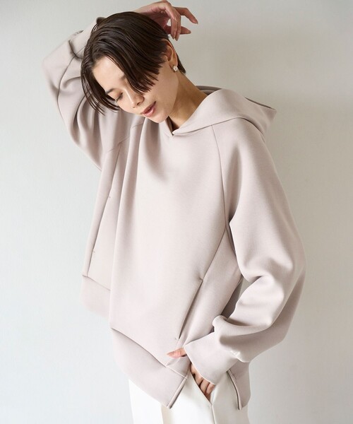 UNFILO（アンフィーロ）の「【洗える】ダブルフェイス サイドZIPフーディ（Tシャツ/カットソー・レディース・アイボリー系/グレー系/ネイビー系/ベージュ系/ライトイエロー系/ピンク系/ホワイト系・MEDIUM/SMALL）」の3枚目の写真