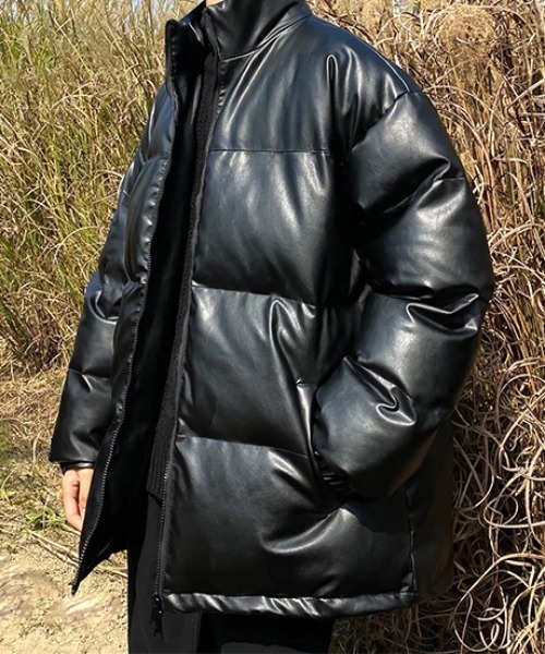 Burner（バーナー）の「【OKUOKU　0909】オーバーシルエット レザー（PU）ブルゾン　oku-outer-657393414452-65 U（ダウンジャケット/コート・メンズ・ブラック・L/XL/M）」の6枚目の写真