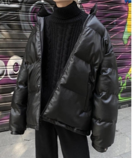 Burner（バーナー）の「【OKUOKU　0909】オーバーシルエット レザー（PU）ブルゾン　oku-outer-657393414452-65 U（ダウンジャケット/コート・メンズ・ブラック・L/XL/M）」の7枚目の写真