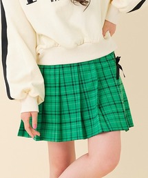 インパン付きレースアップチェックプリーツスカパン