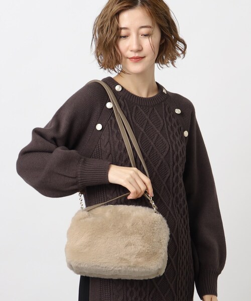 grove（グローブ）の「◆【ヒルナンデス！で紹介】ダブルハンドルエコファーチェーンショルダー（ショルダーバッグ・レディース・ブラウン系その他/ライトベージュ/アイボリー/ダークグレー・00）」の14枚目の写真