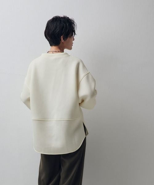 Pierrot（ピエロ）の「[RASW]ランタンスリーブダンボールプルオーバー（スウェット・レディース・チャコールグレー/ブラック/アイボリー・M）」の7枚目の写真