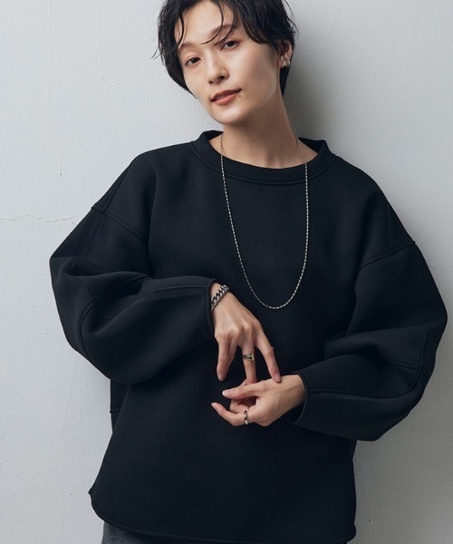 Pierrot（ピエロ）の「[RASW]ランタンスリーブダンボールプルオーバー（スウェット・レディース・チャコールグレー/ブラック/アイボリー・M）」の18枚目の写真