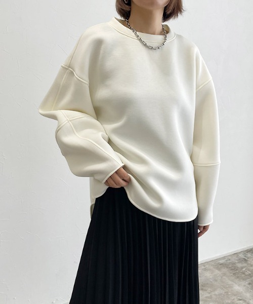 Pierrot（ピエロ）の「[RASW]ランタンスリーブダンボールプルオーバー（スウェット・レディース・チャコールグレー/ブラック/アイボリー・M）」の22枚目の写真