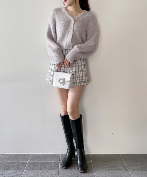 NOMAE(ノーマエ)の「モールフェザーショートカーディガン(カーディガン/ボレロ・レディース・ダークグレー/グレー/ピンク/アイボリー・FREE)」の12枚目の写真