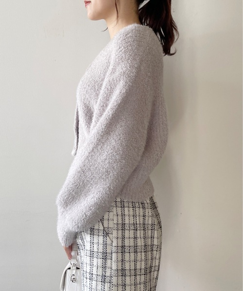 NOMAE(ノーマエ)の「モールフェザーショートカーディガン(カーディガン/ボレロ・レディース・ダークグレー/グレー/ピンク/アイボリー・FREE)」の8枚目の写真