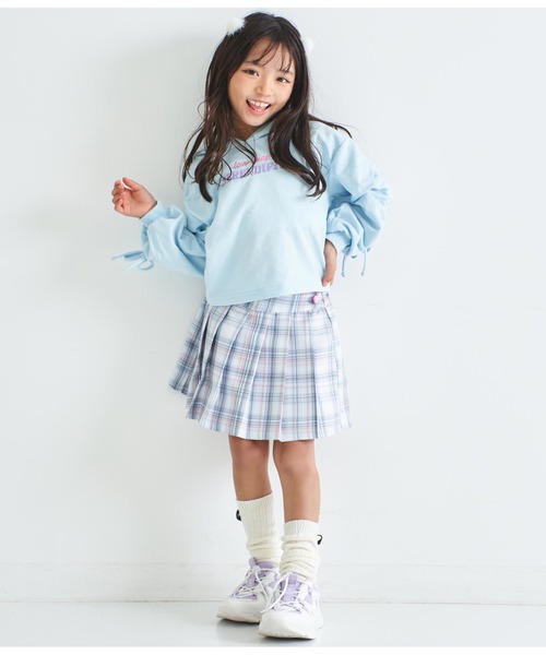 ANAP kids（アナップキッズ）の「袖シャーリングミニ裏毛フーディ（パーカー・キッズ・ライトグレー/ホワイト/サックスブルー・130cm/120cm/110cm）」の20枚目の写真