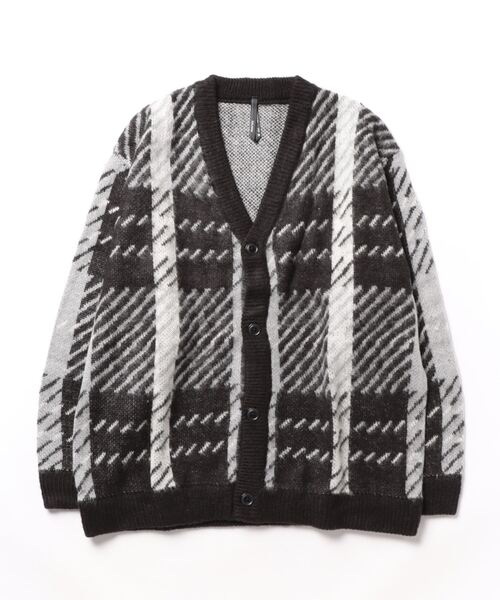 THISIS（ディスイズ）の「ビッグシルエット シャギーチェックニット バルーン カーディガン レディース（カーディガン/ボレロ・レディース・チャコール/ブラウン/ブラック・X-LARGE/LARGE/MEDIUM）」の7枚目の写真