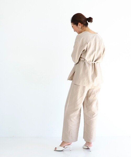 Demi Luxe BEAMSリネン　パンツスーツ　未使用 Demi-Luxe BEAMS スラックス パンツ 「ビームスの百名品」リネン