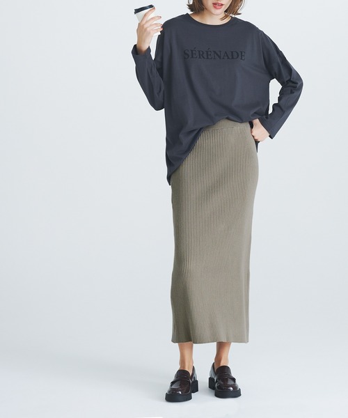 coca（coca）（コカ）の「リブニットロングスカート（スカート・レディース・ブラック/チャコール/ターコイズブルー/グレイッシュベージュ/ライトブルー・ONE SIZE/SHORT/LONG）」の17枚目の写真