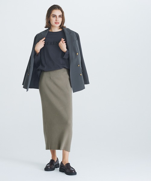 coca（coca）（コカ）の「リブニットロングスカート（スカート・レディース・ブラック/チャコール/ターコイズブルー/グレイッシュベージュ/ライトブルー・ONE SIZE/SHORT/LONG）」の18枚目の写真