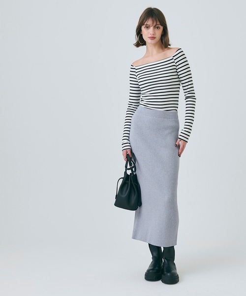 coca（coca）（コカ）の「リブニットロングスカート（スカート・レディース・ブラック/チャコール/ターコイズブルー/グレイッシュベージュ/ライトブルー・ONE SIZE/SHORT/LONG）」の19枚目の写真