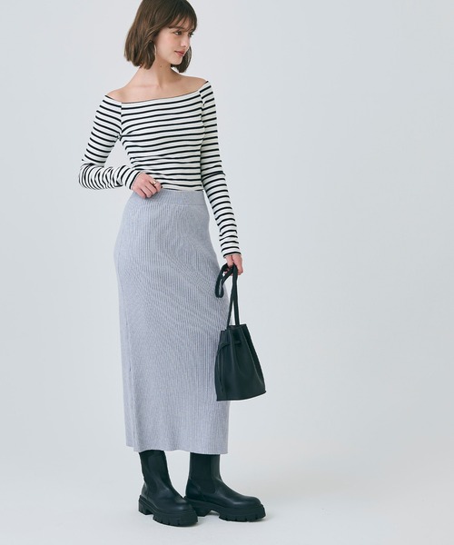 coca（coca）（コカ）の「リブニットロングスカート（スカート・レディース・ブラック/チャコール/ターコイズブルー/グレイッシュベージュ/ライトブルー・ONE SIZE/SHORT/LONG）」の20枚目の写真