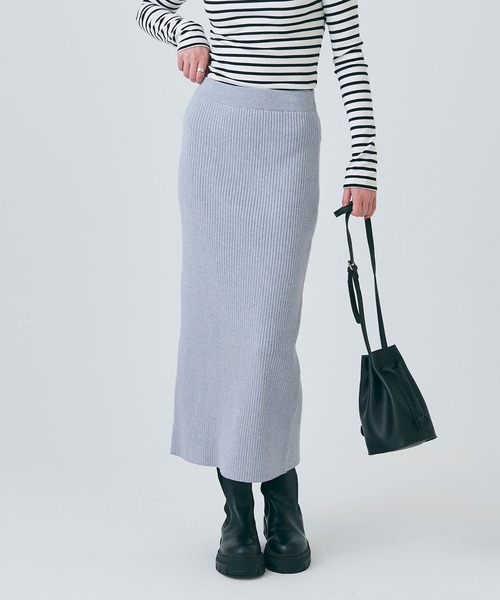 coca（coca）（コカ）の「リブニットロングスカート（スカート・レディース・ブラック/チャコール/ターコイズブルー/グレイッシュベージュ/ライトブルー・ONE SIZE/SHORT/LONG）」の21枚目の写真