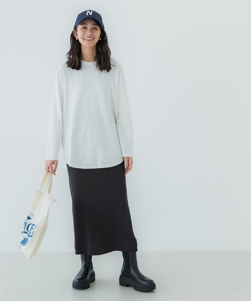 coca（coca）（コカ）の「リブニットロングスカート（スカート・レディース・ブラック/チャコール/ターコイズブルー/グレイッシュベージュ/ライトブルー・ONE SIZE/SHORT/LONG）」の12枚目の写真