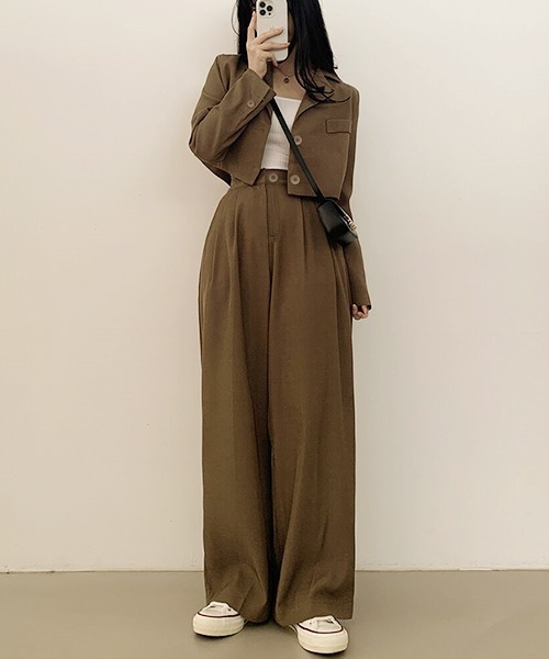 gossip!ロサンゼルス(ゴシップロサンゼルス)の「テーラードジャケットパンツ セットアップ(セットアップ・レディース・ブラック/オフホワイト/ブラウン/カーキ/ピンク・S/M/L)」の14枚目の写真