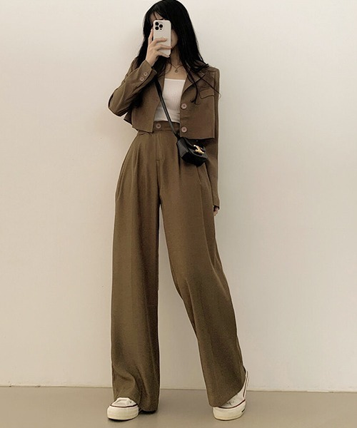gossip!ロサンゼルス(ゴシップロサンゼルス)の「テーラードジャケットパンツ セットアップ(セットアップ・レディース・ブラック/オフホワイト/ブラウン/カーキ/ピンク・S/M/L)」の12枚目の写真