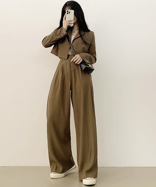gossip!ロサンゼルス(ゴシップロサンゼルス)の「テーラードジャケットパンツ セットアップ(セットアップ・レディース・ブラック/オフホワイト/ブラウン/カーキ/ピンク・S/M/L)」の11枚目の写真