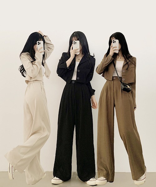 gossip!ロサンゼルス(ゴシップロサンゼルス)の「テーラードジャケットパンツ セットアップ(セットアップ・レディース・ブラック/オフホワイト/ブラウン/カーキ/ピンク・S/M/L)」の10枚目の写真