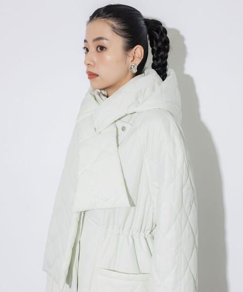 UNITED TOKYO（ユナイテッドトウキョウ）の「【完売間近！】キルティングフーディーコート｜軽量/保温/保湿（ダウンジャケット/コート・レディース・ホワイト/ブラック・FREE）」の11枚目の写真