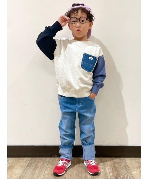 Lee（リー）の「【Lee別注】デニムポケット付きスウェット（スウェット・キッズ・オフホワイト・140/150/160/130/120）」の4枚目の写真