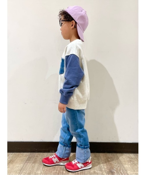 Lee（リー）の「【Lee別注】デニムポケット付きスウェット（スウェット・キッズ・オフホワイト・140/150/160/130/120）」の5枚目の写真
