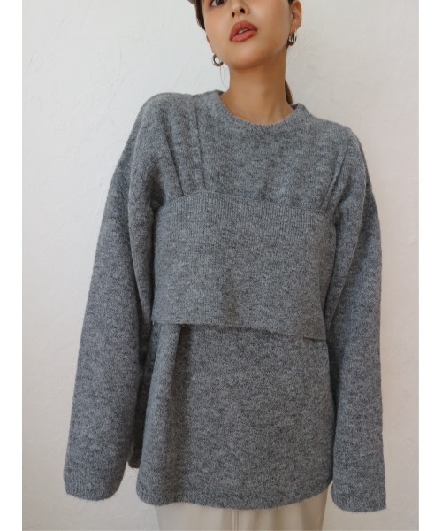 TRUNC（トランクエイティーエイト）の「Fluffy Knit Bustier SET（ニット/セーター・レディース・グレー/ブラック/アイボリー・FREE）」の4枚目の写真