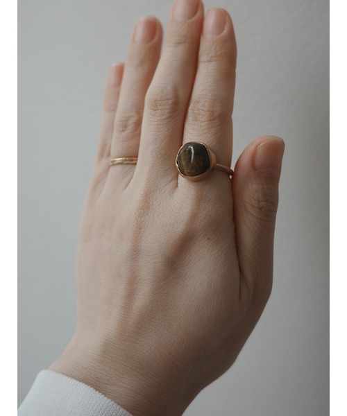 petit terre】天然石と真鍮のふくりん留めリング・指輪（リング