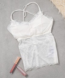 【SETUP7】フリルレース刺繍カップ付きキャミソール KNF049 ※