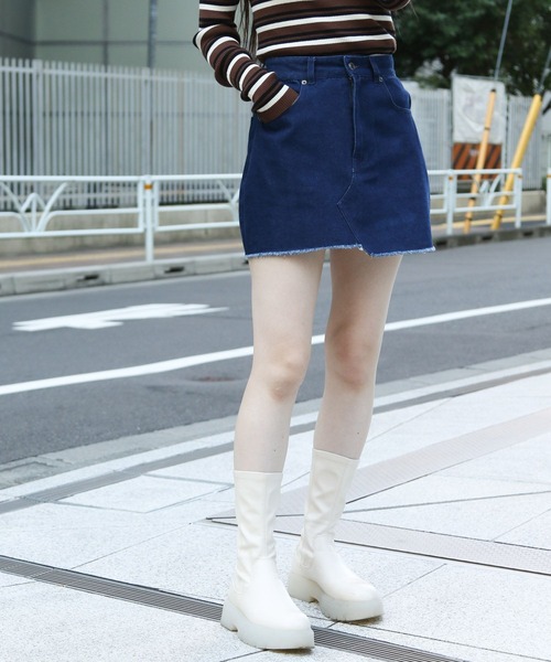 3.3 Field Trip （3.3フィールドトリップ）の「3.3 Field Trip／デニムミニスカート 2981256（デニムスカート・レディース・ブルー/ブラック・LARGE/MEDIUM）」の6枚目の写真