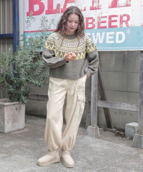 niko and...（ニコアンド）の「モールラメノルディックニットプルオーバー（ニット/セーター・レディース・ネイビー/アイボリー/チャコール・SHORT/BIG(L)）」の5枚目の写真