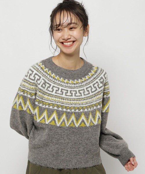 niko and...（ニコアンド）の「モールラメノルディックニットプルオーバー（ニット/セーター・レディース・ネイビー/アイボリー/チャコール・SHORT/BIG(L)）」の16枚目の写真