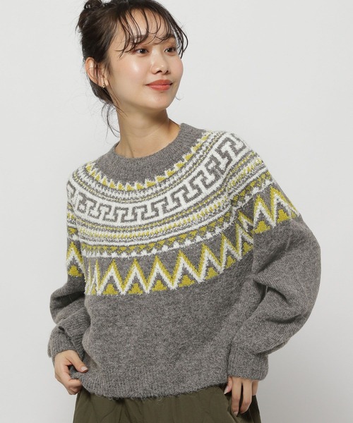 niko and...（ニコアンド）の「モールラメノルディックニットプルオーバー（ニット/セーター・レディース・ネイビー/アイボリー/チャコール・SHORT/BIG(L)）」の17枚目の写真