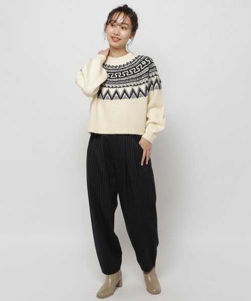 niko and...（ニコアンド）の「モールラメノルディックニットプルオーバー（ニット/セーター・レディース・ネイビー/アイボリー/チャコール・SHORT/BIG(L)）」の18枚目の写真
