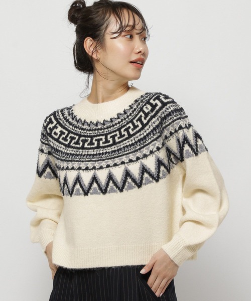 niko and...（ニコアンド）の「モールラメノルディックニットプルオーバー（ニット/セーター・レディース・ネイビー/アイボリー/チャコール・SHORT/BIG(L)）」の20枚目の写真
