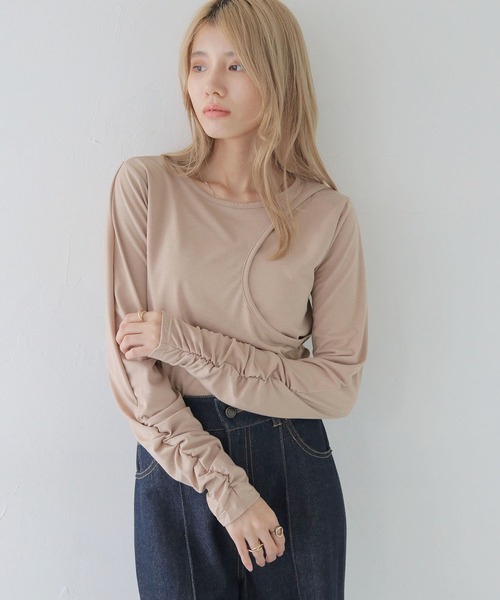 tシャツ 「CLEIO」カーブカットシャーリングプルオーバー レディース セール】【CLEIO】カーブカットシャーリングプルオーバー（T
