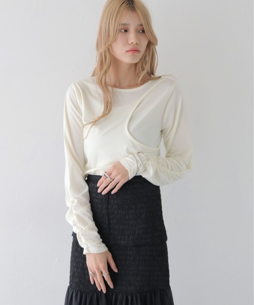 CLEIO（クレイオ）の「【CLEIO】カーブカットシャーリングプルオーバー/CURVE CUT PULLOVER/980-11617（Tシャツ/カットソー・レディース・アイボリー/ベージュ・FREE）」の9枚目の写真