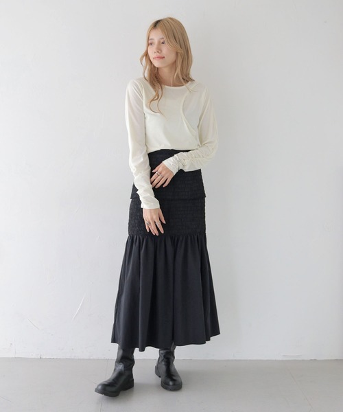 CLEIO（クレイオ）の「【CLEIO】カーブカットシャーリングプルオーバー/CURVE CUT PULLOVER/980-11617（Tシャツ/カットソー・レディース・アイボリー/ベージュ・FREE）」の18枚目の写真